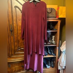 BCBG MaxAzria Asymmetrical High Low Long Sleeve Knit Dress